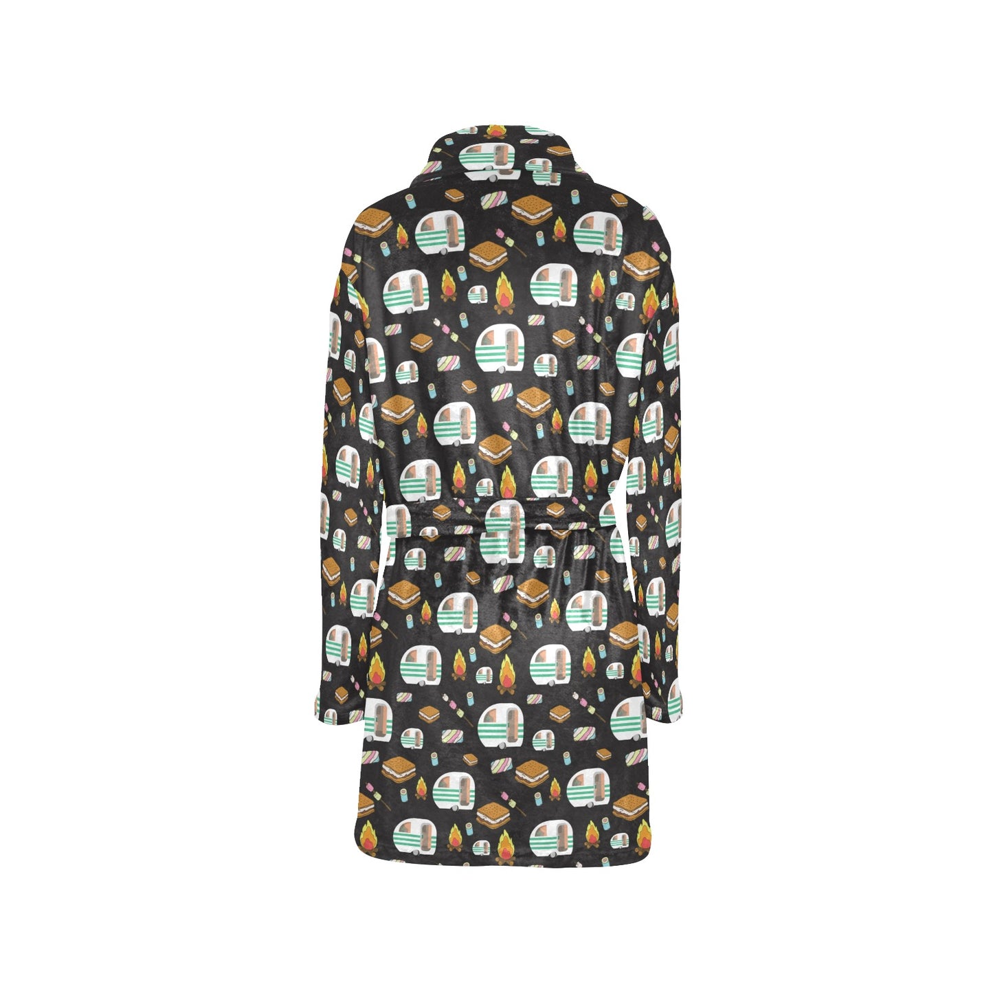 Camper marshmallow Camping Design Print Women's Fleece Robe