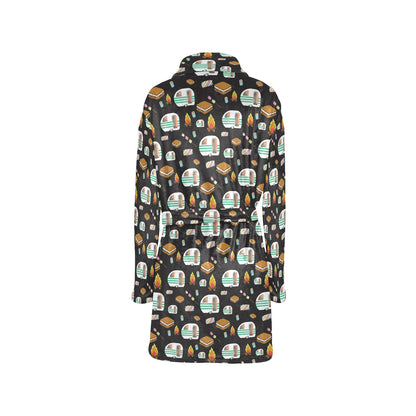 Camper marshmallow Camping Design Print Women's Fleece Robe