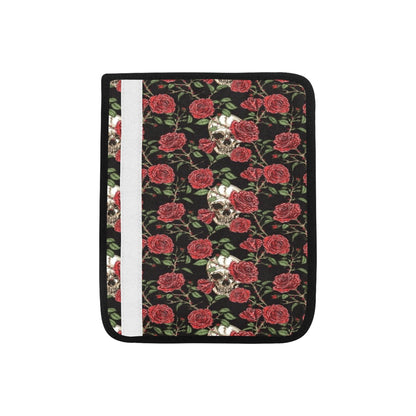 Skull And Roses Print Design LKS303 Car Seat Belt Cover