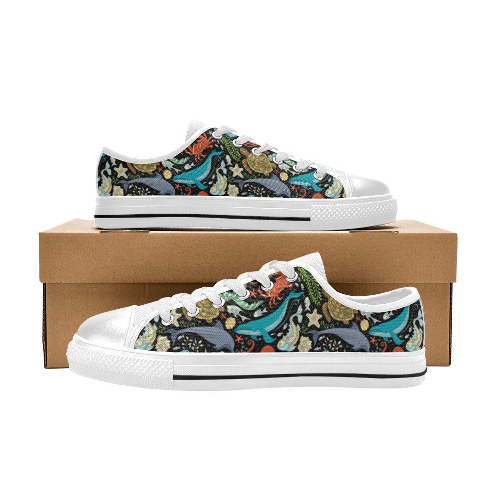 Underwater Animal Print Design LKS301 Women's White Low Top Shoes