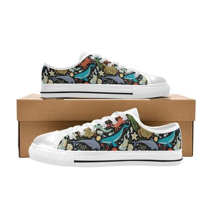 Underwater Animal Print Design LKS301 Women's White Low Top Shoes