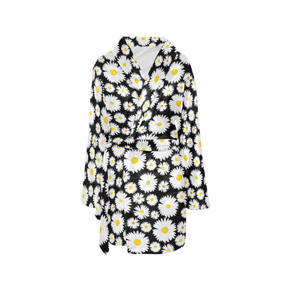 Daisy Pattern Print Design 01 Women's Fleece Robe