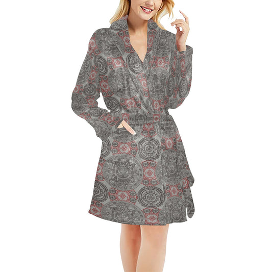 Calendar Aztec Style Print Pattern Women's Fleece Robe