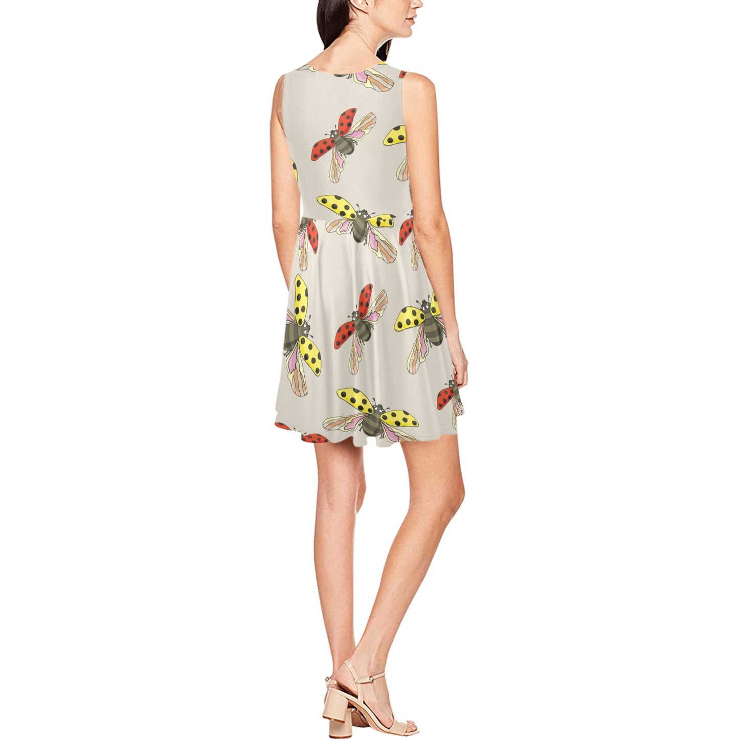 Ladybug Pattern Print Design 04 Sleeveless Dress