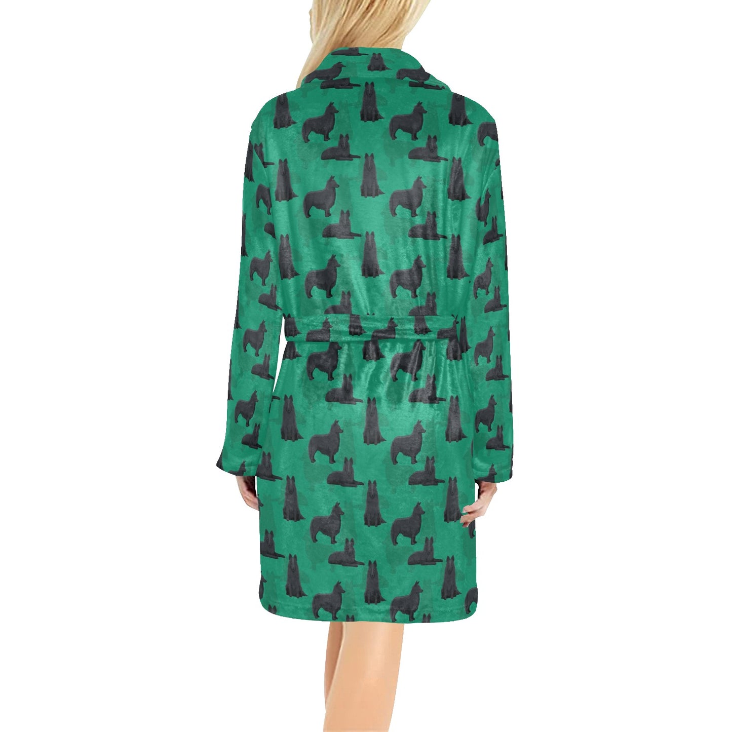Belgian Sheepdog Pattern Print Design 01 Women's Fleece Robe