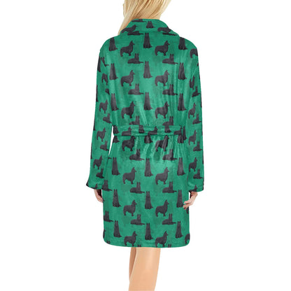 Belgian Sheepdog Pattern Print Design 01 Women's Fleece Robe