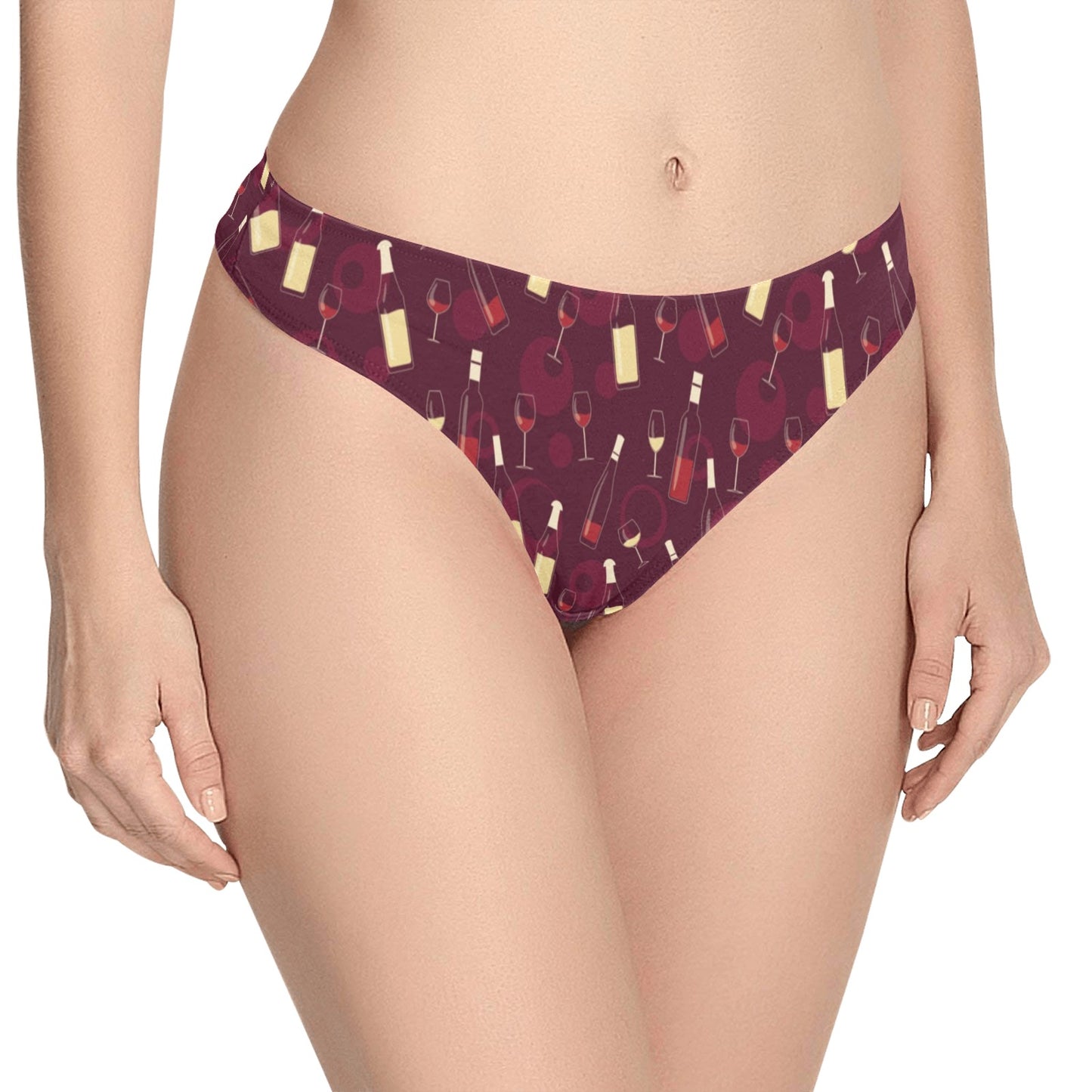 Wine Themed Pattern Print Women's Thongs