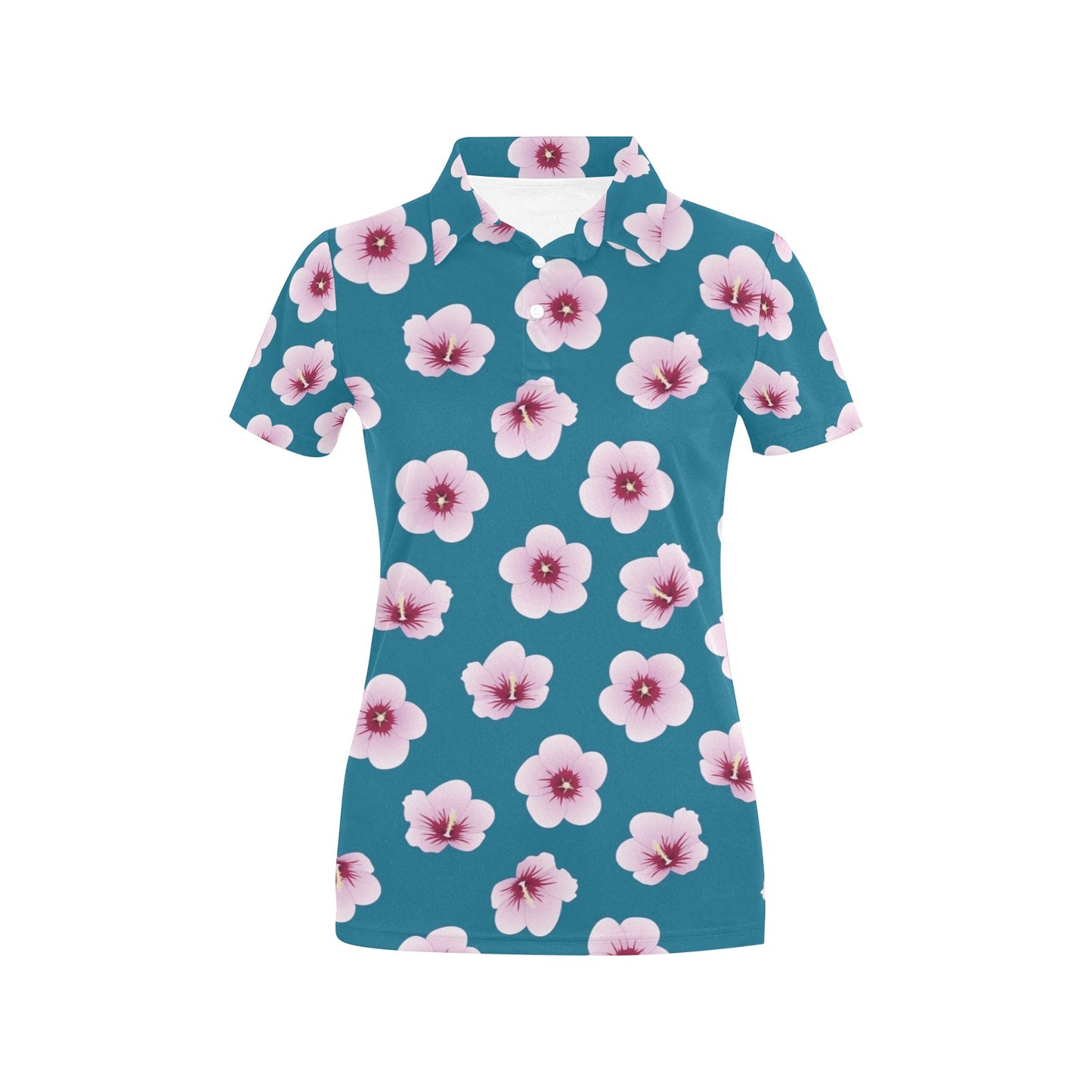 Cherry Blossom Pattern Print Design CB08 Women's Polo Shirt