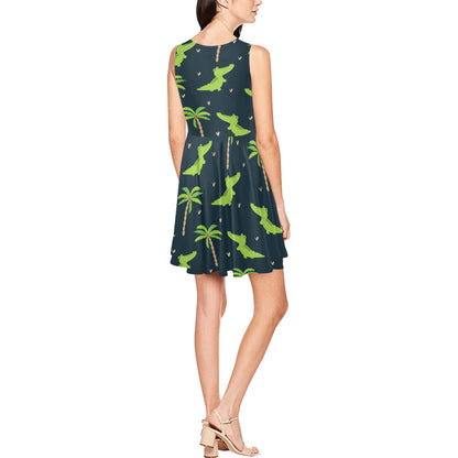 Alligator Pattern Print Design 02 Sleeveless Dress