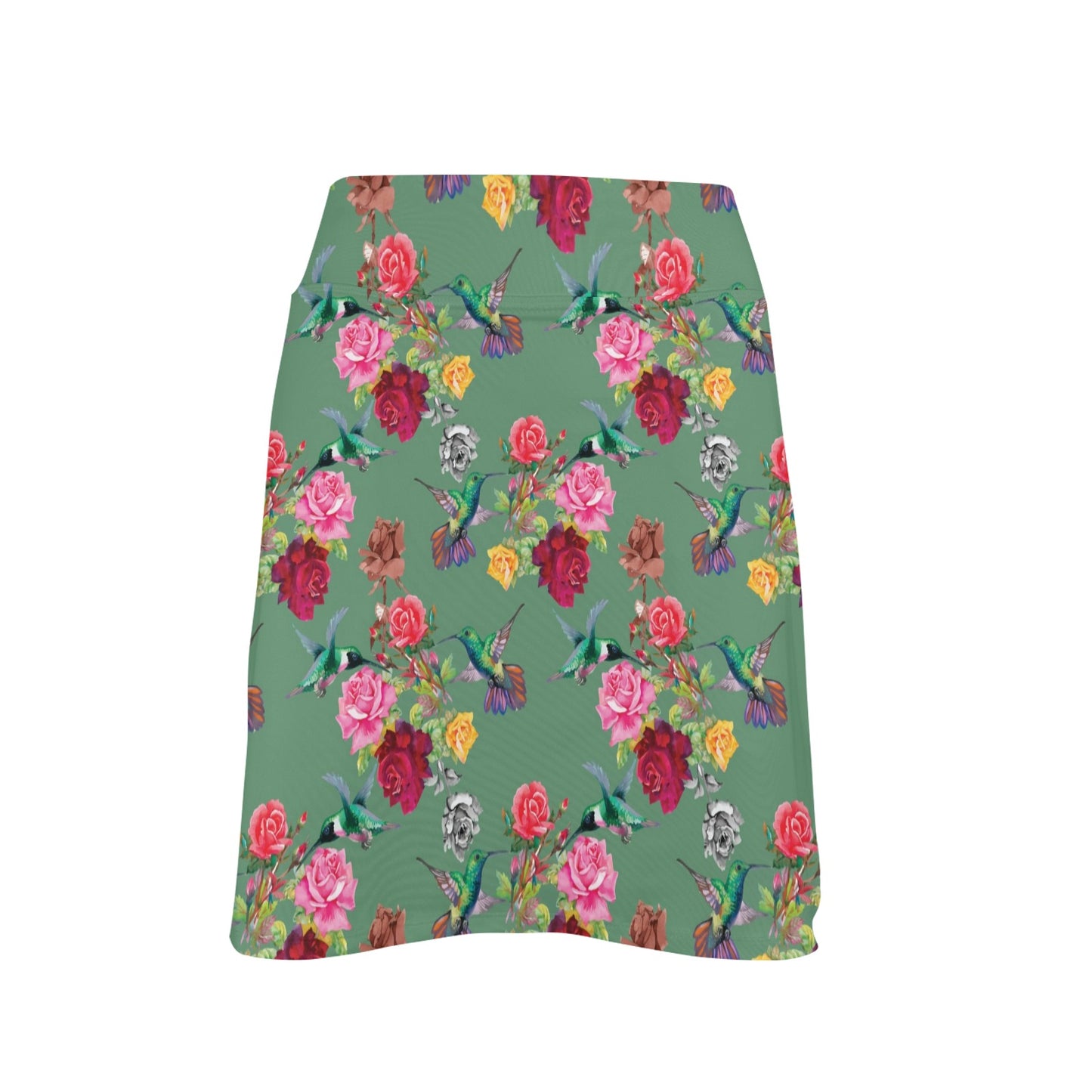 Hummingbird with Rose Themed Print 17" Golf & Pickleball Skort with Pockets