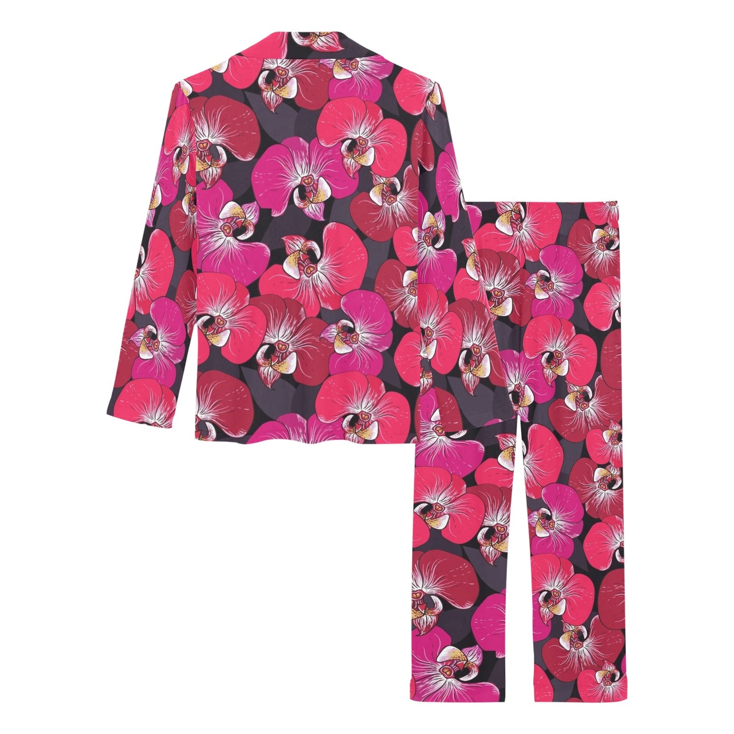 Orchid Red Pattern Print Design OR05 Women's Long Pajama Set