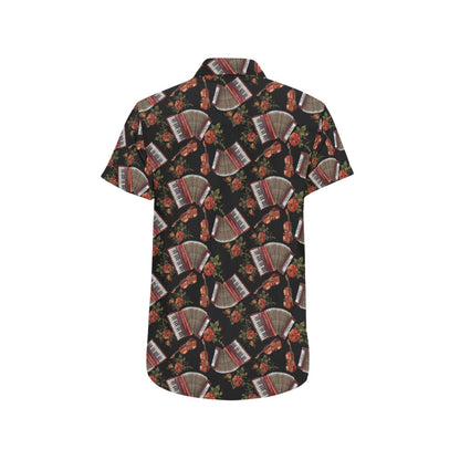 Accordion Print Design LKS403 Men Short Sleeve Button Up Shirt
