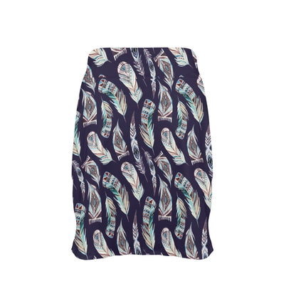 Feather Vintage Boho Design Print 17" Golf & Pickleball Skort with Pockets