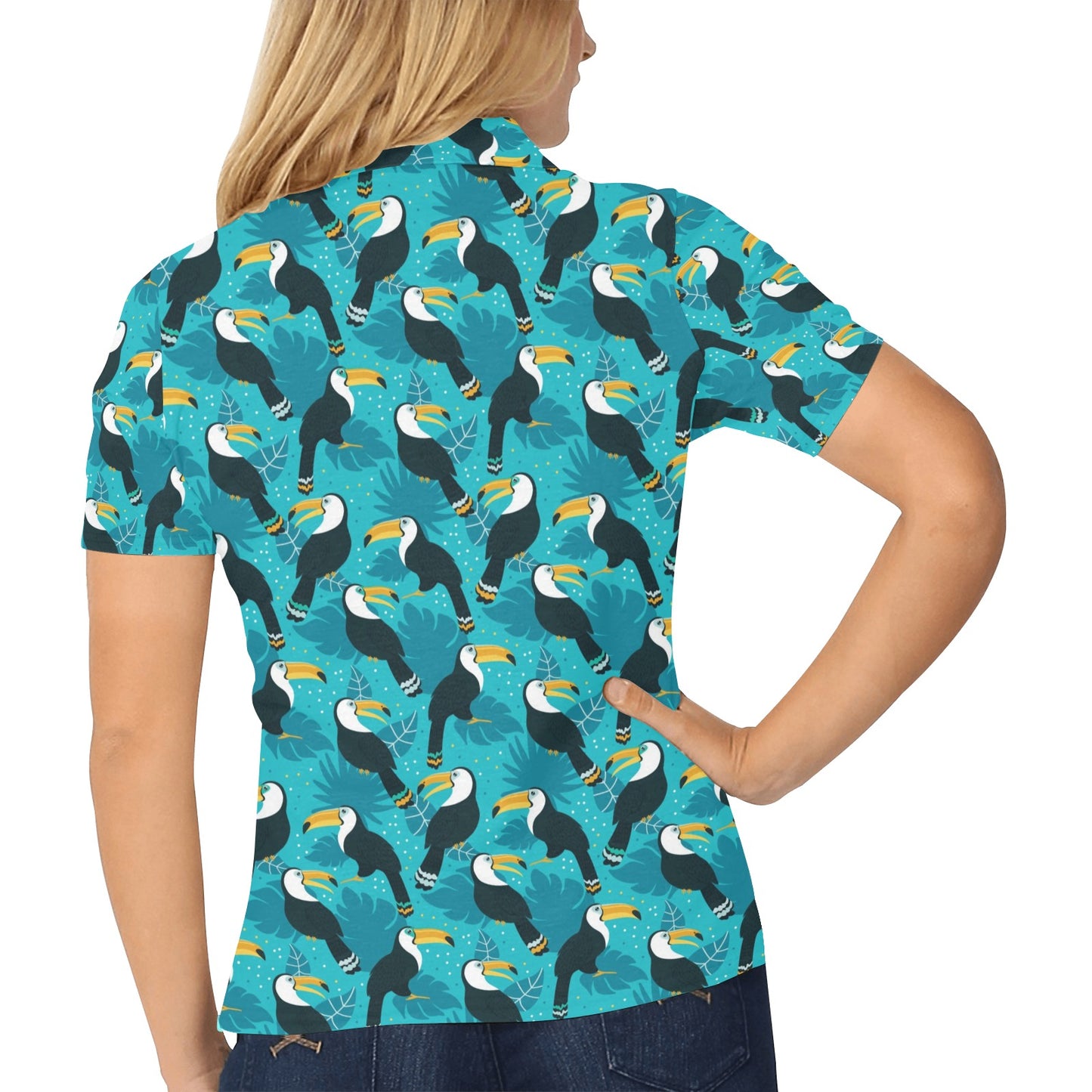 Toucan Parrot Pattern Print Women's Polo Shirt