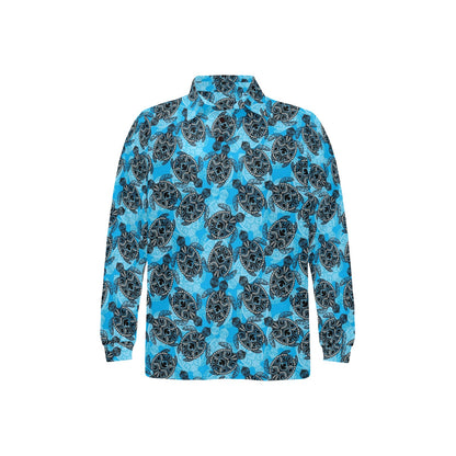 Tribal Pattern Print Design LKS307 Long Sleeve Polo Shirt For Men's