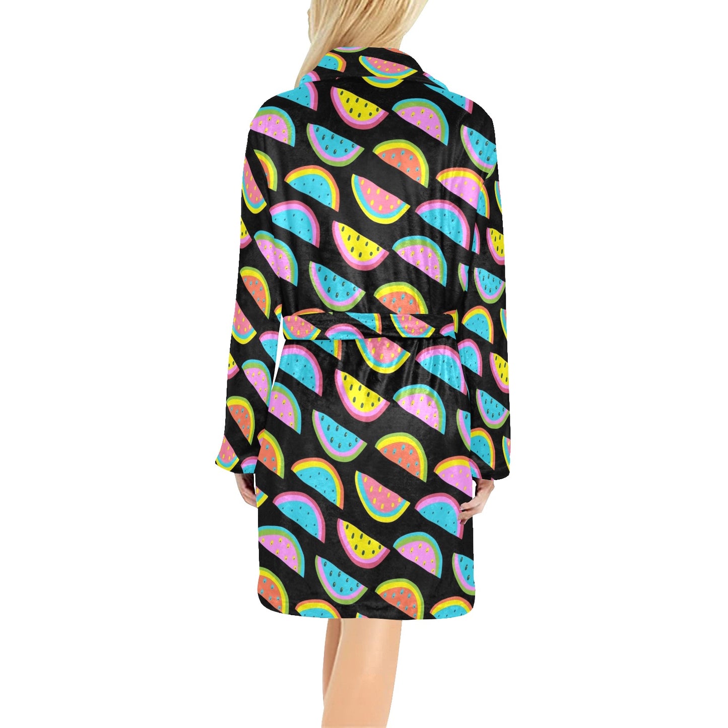 Watermelon Pattern Print Design WM08 Women's Fleece Robe
