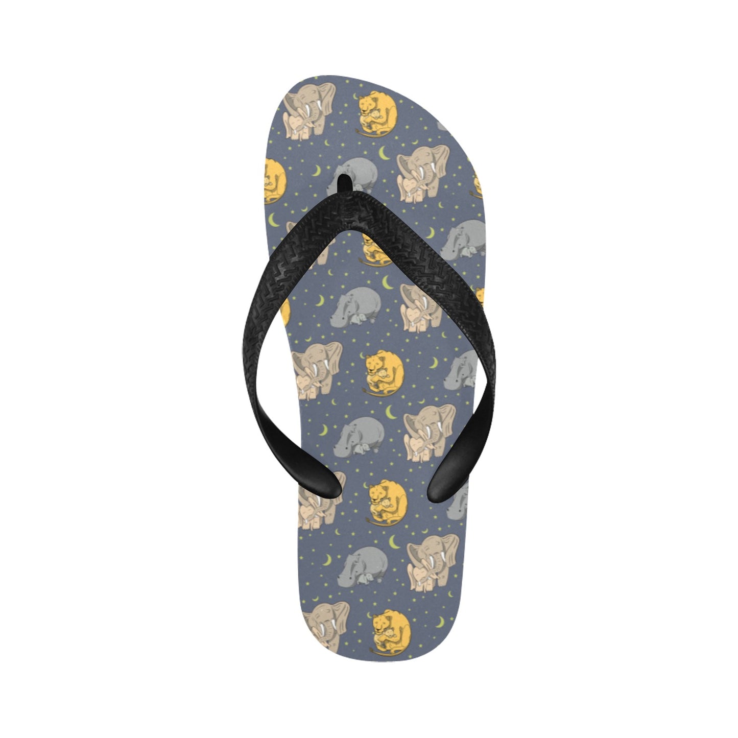 Safari Elephant Lion Print Design LKS303 Flip Flops