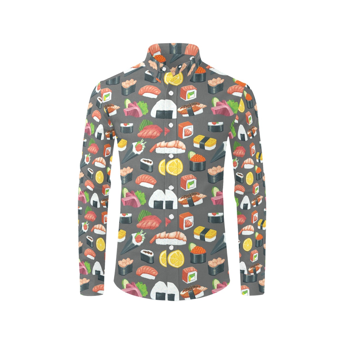 Sushi Print Design LKS302 Men's Long Sleeve Dress Shirt