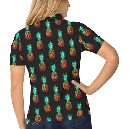 Pineapple Pattern Print Design A05 Women's Polo Shirt