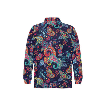 Paisley Boho Pattern Print Design A06 Long Sleeve Polo Shirt For Men's