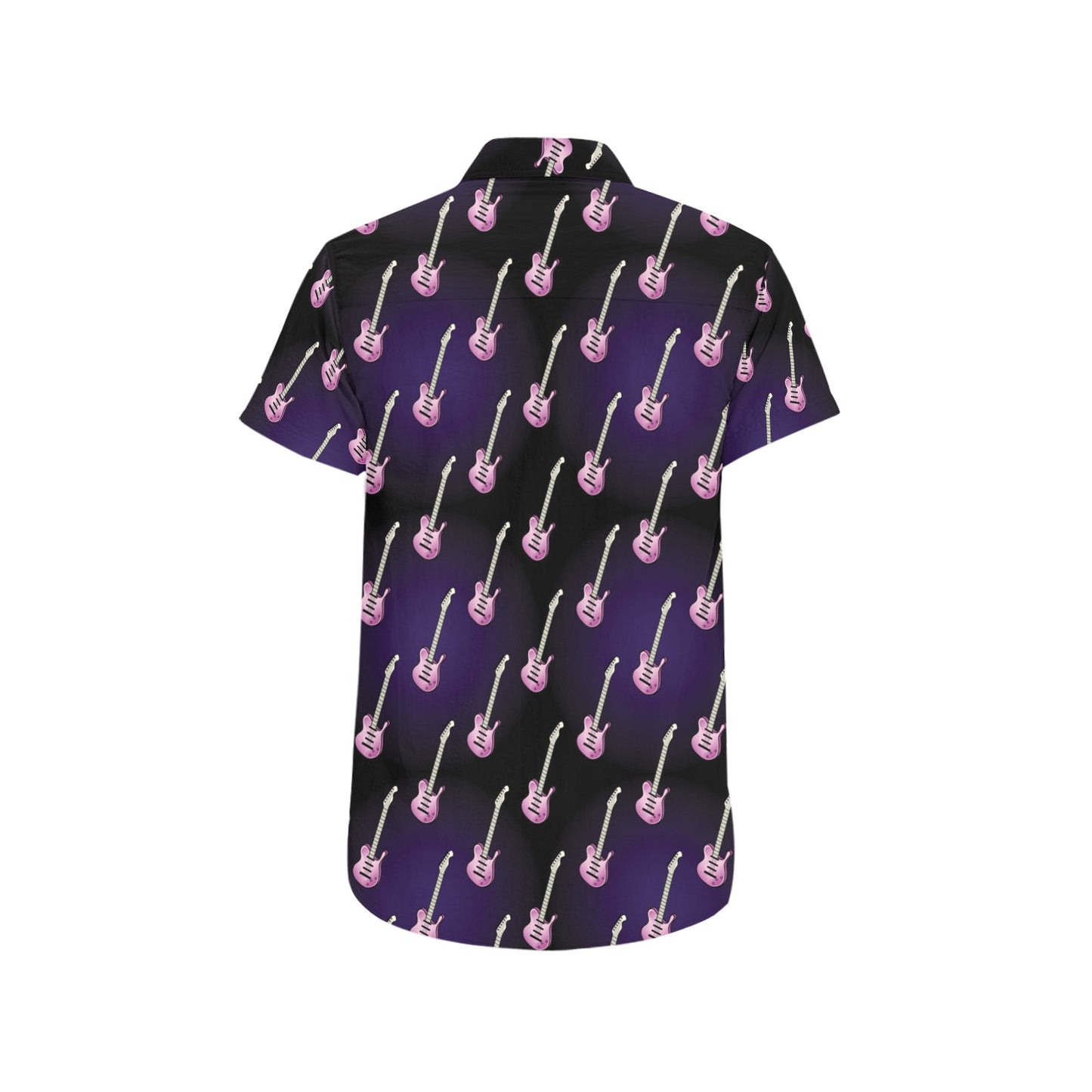 Electric Guitar Print Design LKS405 Men Short Sleeve Button Up Shirt