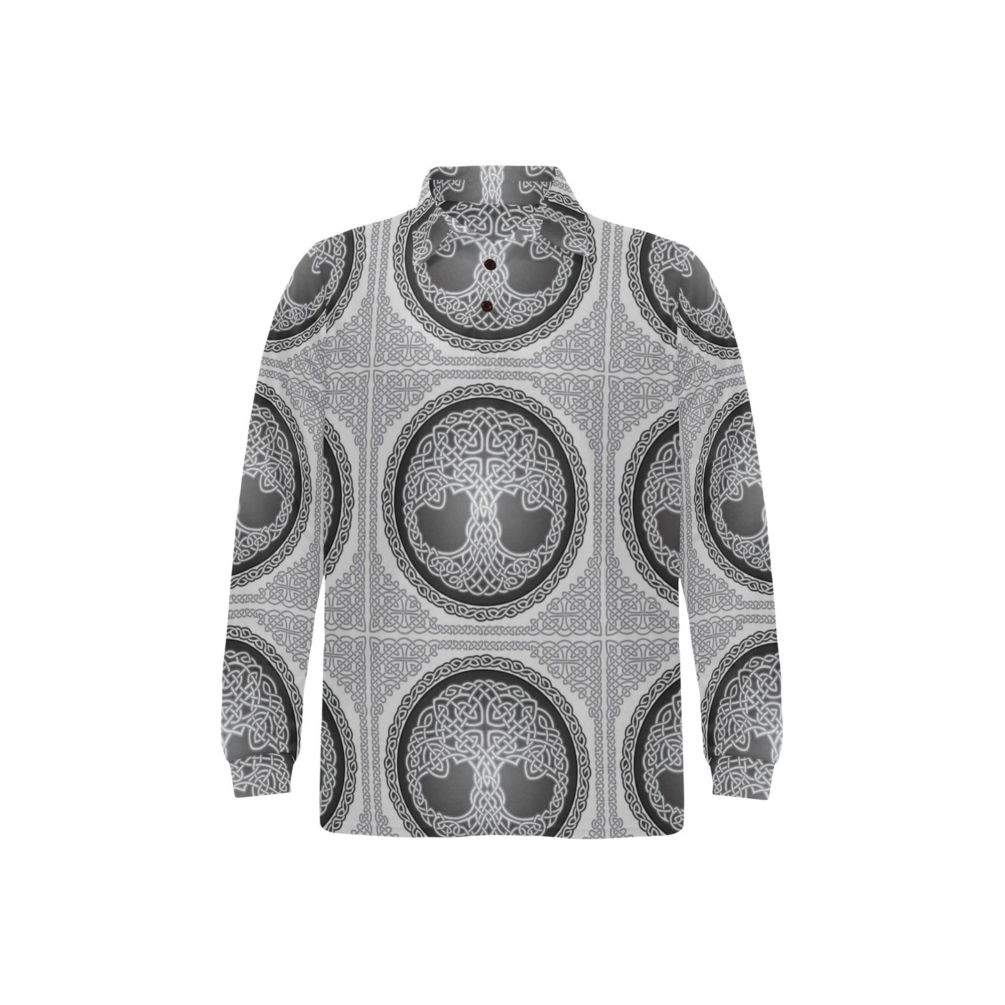 Celtic Tree of life Print Long Sleeve Polo Shirt For Men's