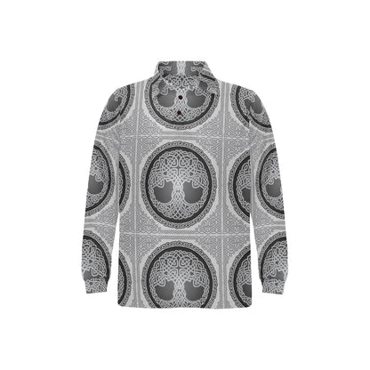 Celtic Tree of life Print Long Sleeve Polo Shirt For Men's