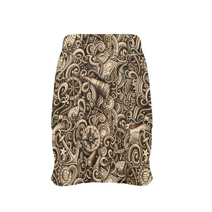 Nautical Tattoo Design Themed Print 17" Golf & Pickleball Skort with Pockets