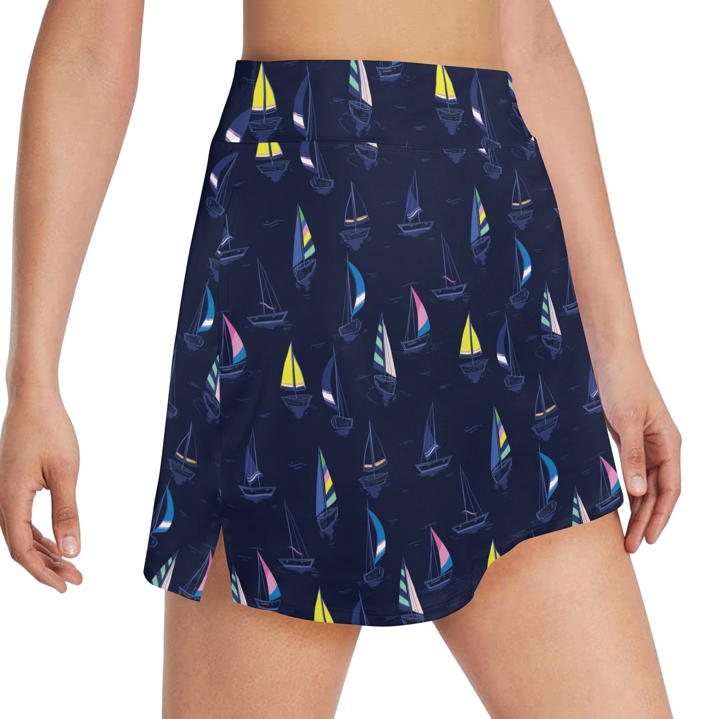 Sailboat Print Design LKS305 17" Golf & Pickleball Skort with Pockets
