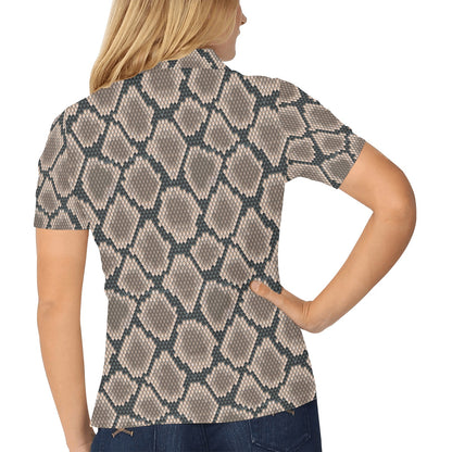 Snake Skin Design Print Women's Polo Shirt