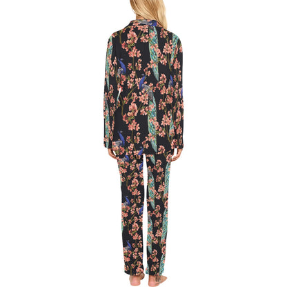 Peacock Pattern Print Design A01 Women's Long Pajama Set