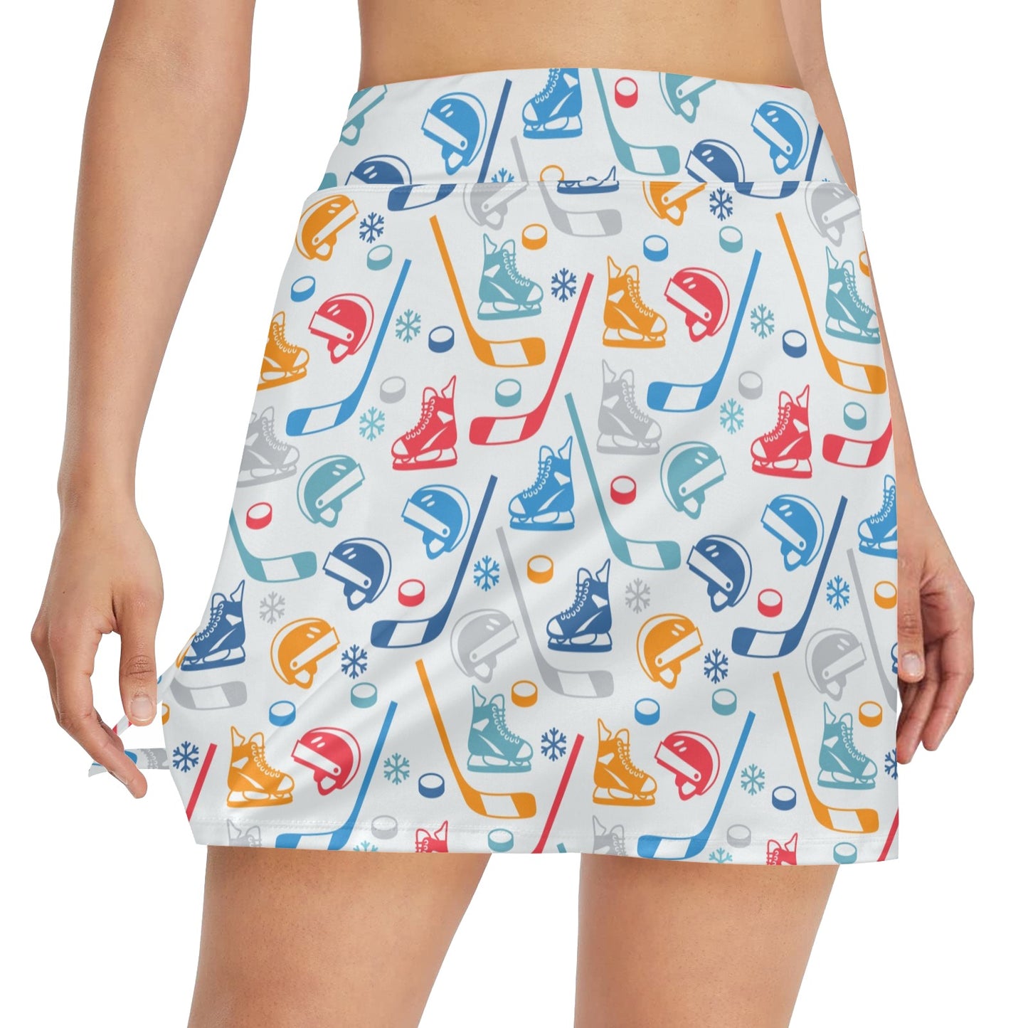Hockey Equipment Print Design LKS301 17" Golf & Pickleball Skort with Pockets