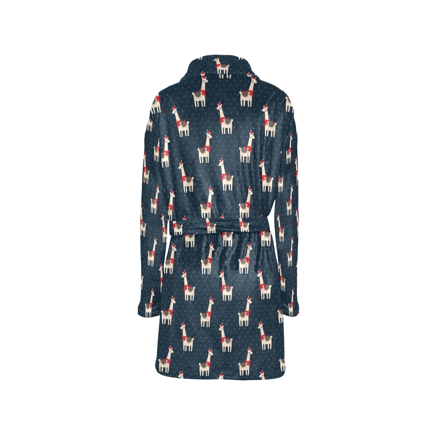 Llama with Polka Dot Themed Print Women's Fleece Robe