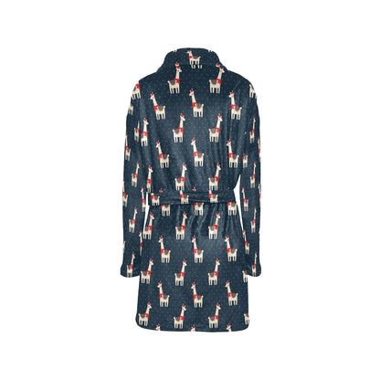Llama with Polka Dot Themed Print Women's Fleece Robe