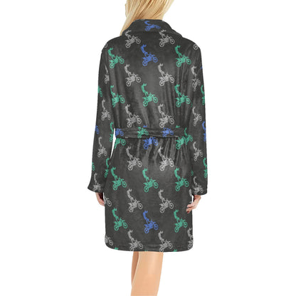 Motocross Pattern Print Design 02 Women's Fleece Robe