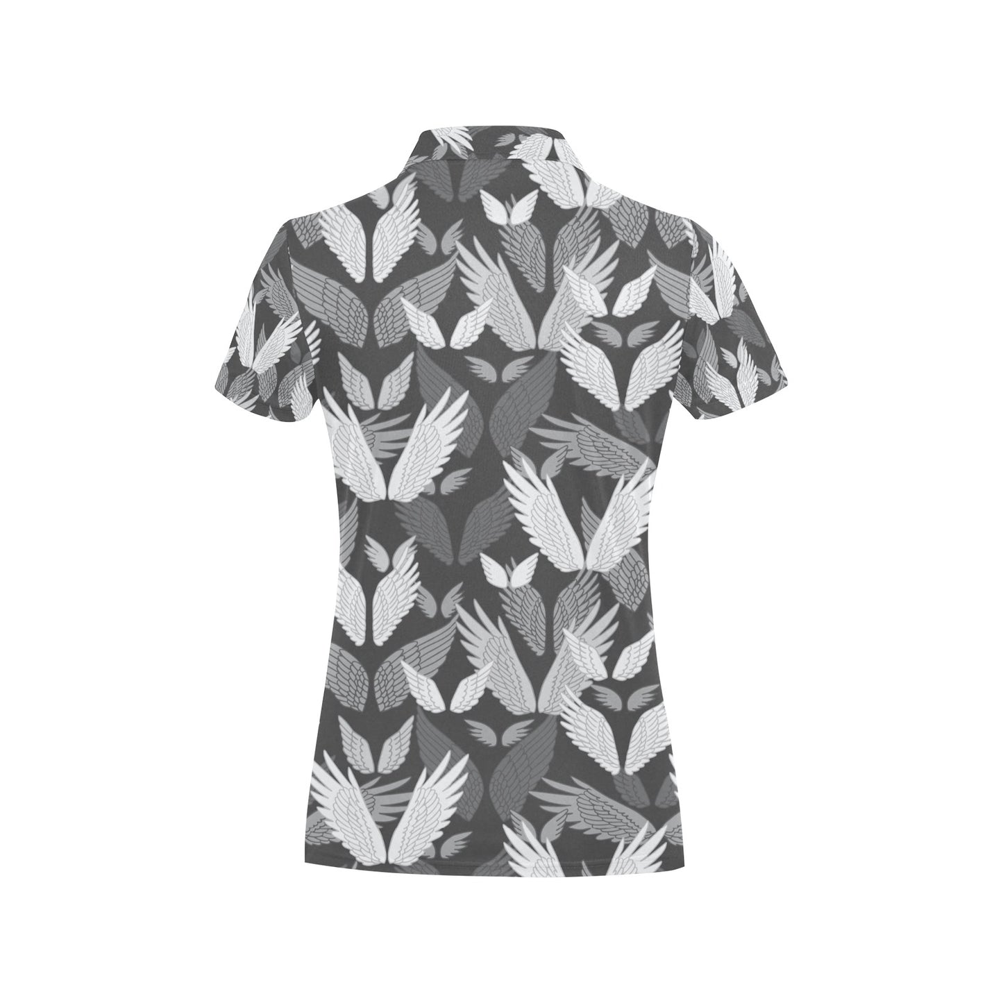 Angel Wings Pattern Design Themed Print Women's Polo Shirt
