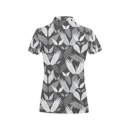 Angel Wings Pattern Design Themed Print Women's Polo Shirt