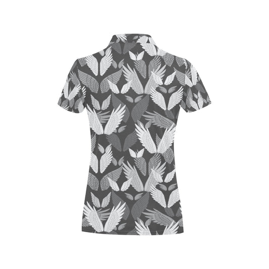 Angel Wings Pattern Design Themed Print Women's Polo Shirt