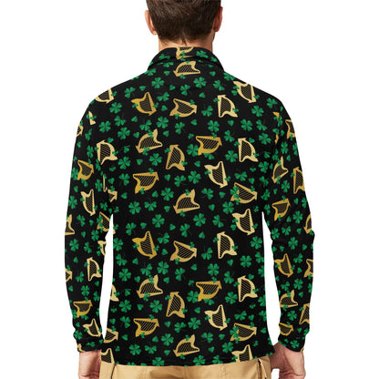 Harp Print Design LKS402 Long Sleeve Polo Shirt For Men's