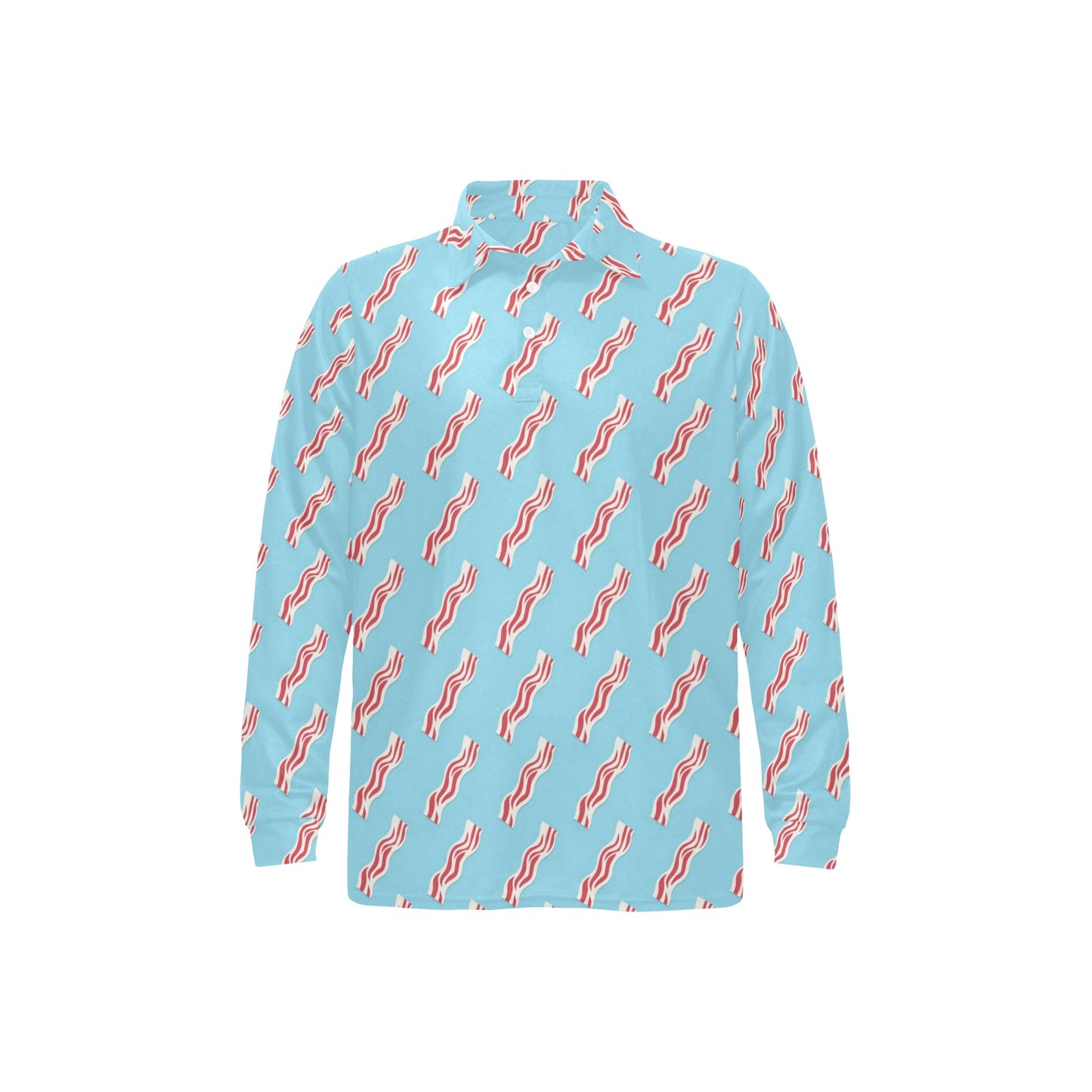 Bacon Pattern Print Design 03 Long Sleeve Polo Shirt For Men's