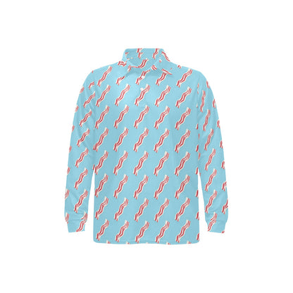 Bacon Pattern Print Design 03 Long Sleeve Polo Shirt For Men's