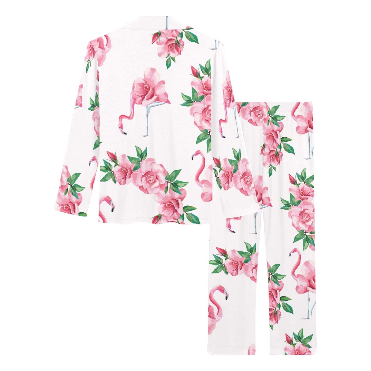 Flamingo Rose Pattern Women's Long Pajama Set