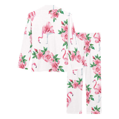 Flamingo Rose Pattern Women's Long Pajama Set