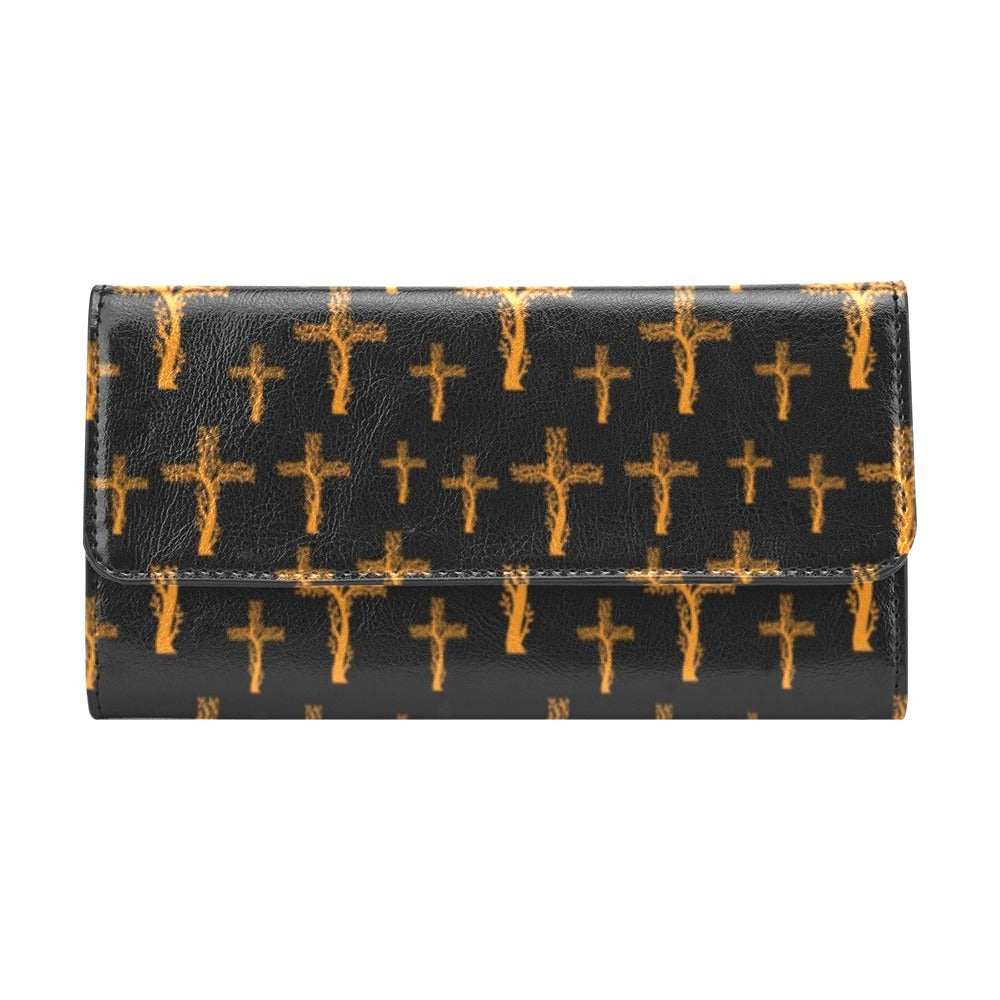 Christian Tree of Life Cross Design Women's Trifold Wallet