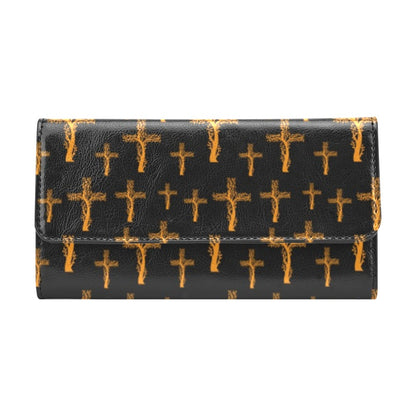 Christian Tree of Life Cross Design Women's Trifold Wallet