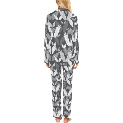 Angel Wings Pattern Design Themed Print Women's Long Pajama Set