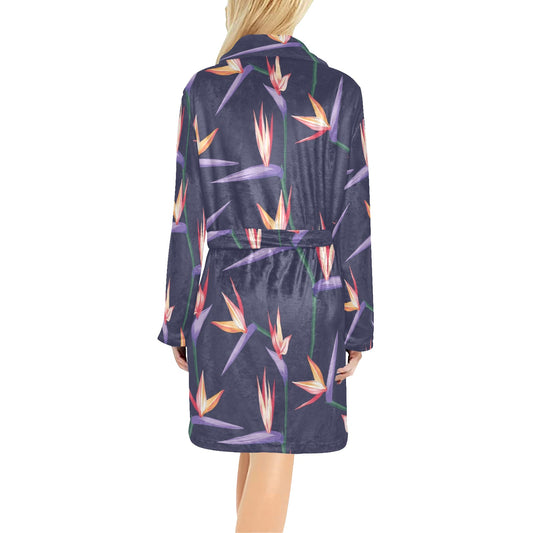 Bird Of Paradise Pattern Print Design BOP015 Women's Fleece Robe