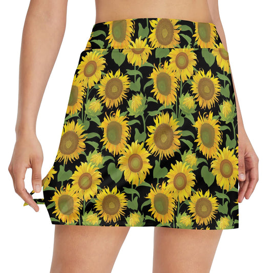 Sunflower Print Design LKS302 17" Golf & Pickleball Skort with Pockets