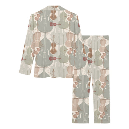 Violin Pattern Print Design 01 Women's Long Pajama Set