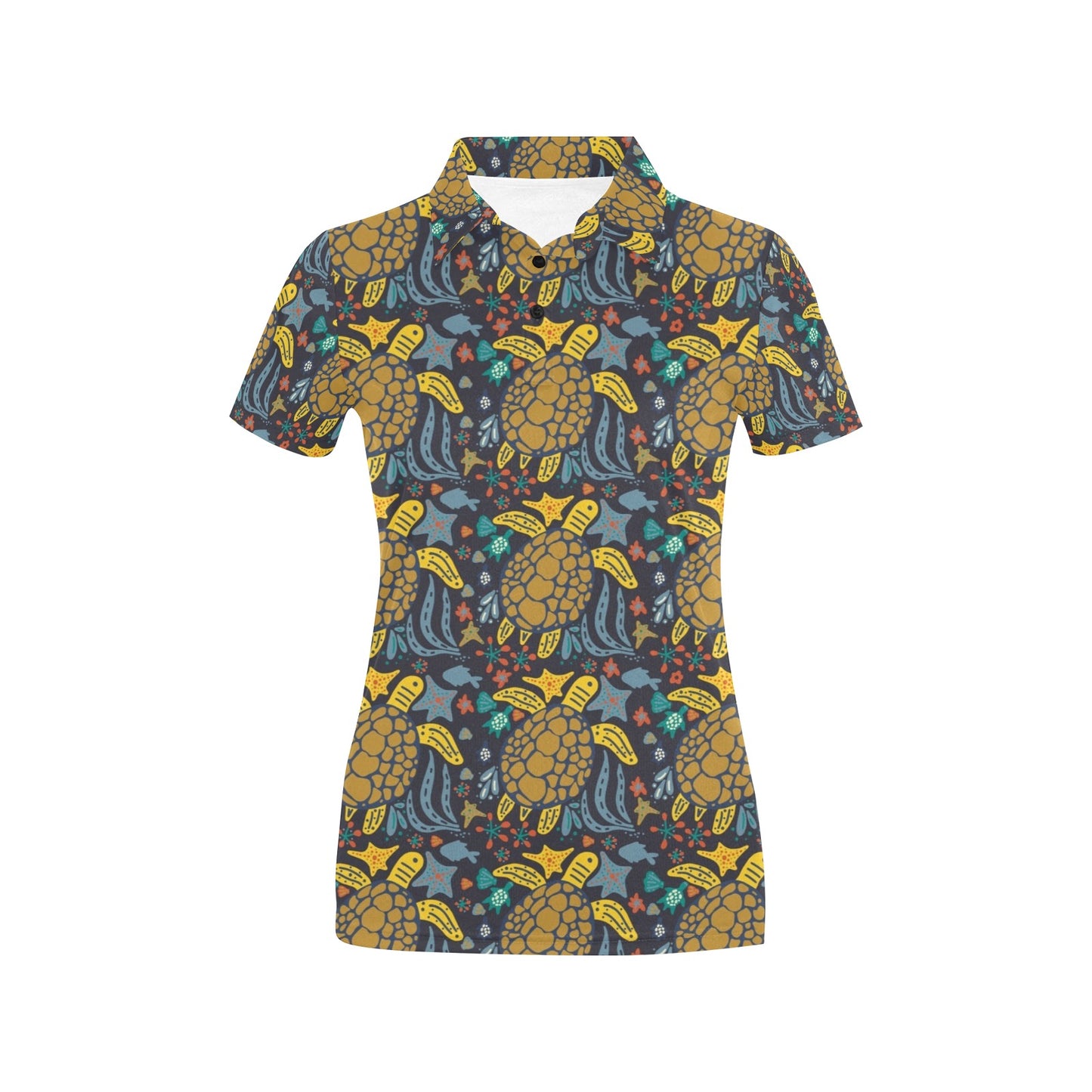 Sea Turtle Pattern Print Design T03 Women's Polo Shirt
